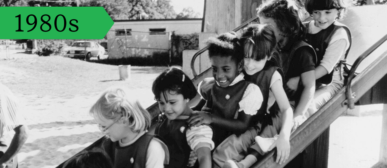 Girl Scout Daisies at a playground, circa 1984.