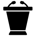 lectern with two microphones