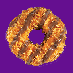 Caramel deLites/Samoas on a purple background